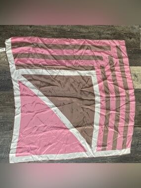 Vintage Vera Neumann pink/taupe silk scarf